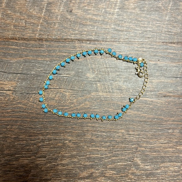 Blue beaded gold anklet/ankle bracelet - Picture 3 of 3